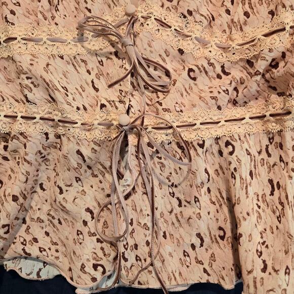 NWT Pretty Garbage Leopard Print Split Hem Tank Top Sz L Boho Coastal Cowgirl - Picture 3 of 13